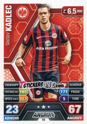 Sticker Václav Kadlec - German Fussball Bundesliga 2014-2015. Match Attax - Topps