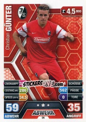 Sticker Christian Günter - German Fussball Bundesliga 2014-2015. Match Attax n. 96 - Topps