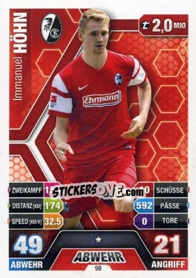 Cromo Immanuel Höhn - German Fussball Bundesliga 2014-2015. Match Attax - Topps