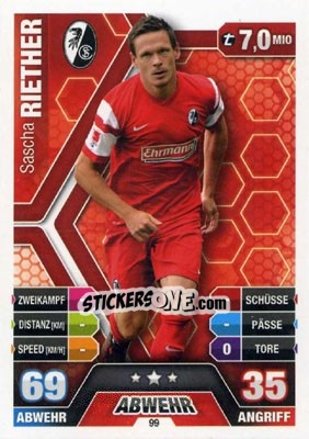 Sticker Sascha Riether - German Fussball Bundesliga 2014-2015. Match Attax - Topps