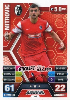 Sticker Stefan Mitrovic - German Fussball Bundesliga 2014-2015. Match Attax - Topps