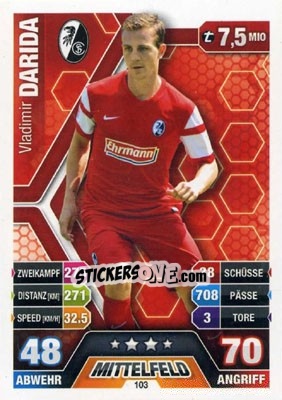 Sticker Vladimír Darida - German Fussball Bundesliga 2014-2015. Match Attax - Topps