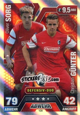 Figurina Oliver Sorg / Christian Günter - German Fussball Bundesliga 2014-2015. Match Attax - Topps