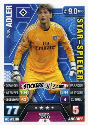 Sticker René Adler - German Fussball Bundesliga 2014-2015. Match Attax - Topps