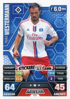 Sticker Heiko Westermann - German Fussball Bundesliga 2014-2015. Match Attax - Topps