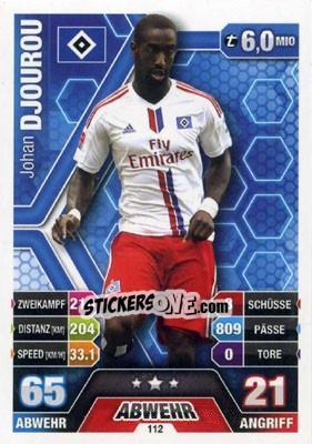 Sticker Johan Djourou - German Fussball Bundesliga 2014-2015. Match Attax n. 112 - Topps