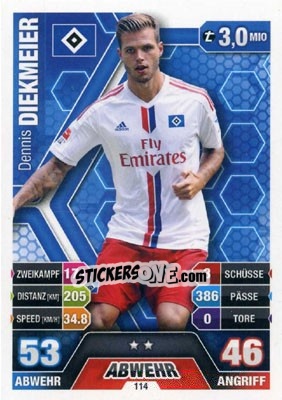 Cromo Dennis Diekmeier - German Fussball Bundesliga 2014-2015. Match Attax - Topps