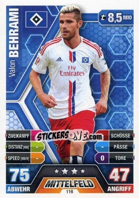 Sticker Valon Behrami - German Fussball Bundesliga 2014-2015. Match Attax n. 116 - Topps