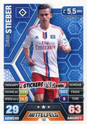 Cromo Zoltán Stieber - German Fussball Bundesliga 2014-2015. Match Attax - Topps