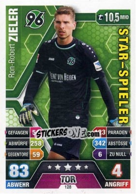 Sticker Ron-Robert Zieler - German Fussball Bundesliga 2014-2015. Match Attax - Topps