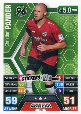 Sticker Christian Pander - German Fussball Bundesliga 2014-2015. Match Attax - Topps