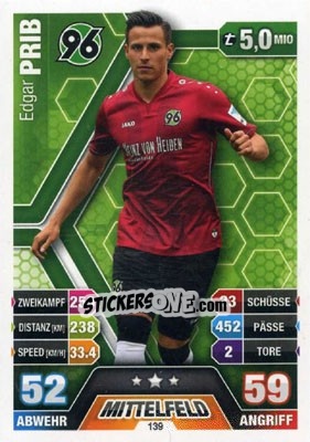 Sticker Edgar Prib - German Fussball Bundesliga 2014-2015. Match Attax - Topps