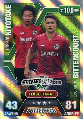 Sticker Hiroshi Kiyotake / Leonardo Bittencourt - German Fussball Bundesliga 2014-2015. Match Attax n. 144 - Topps