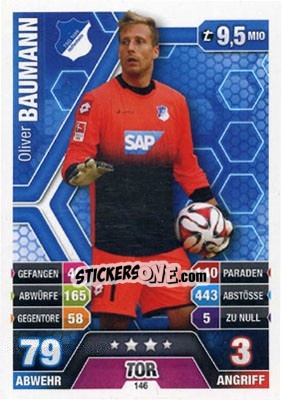 Sticker Oliver Baumann - German Fussball Bundesliga 2014-2015. Match Attax n. 146 - Topps