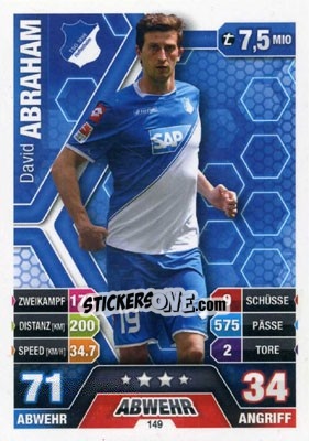 Sticker David Abraham - German Fussball Bundesliga 2014-2015. Match Attax n. 149 - Topps