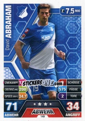 Sticker David Abraham - German Fussball Bundesliga 2014-2015. Match Attax - Topps