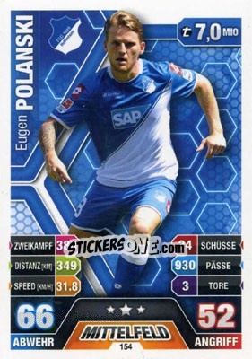 Sticker Eugen Polanski - German Fussball Bundesliga 2014-2015. Match Attax - Topps