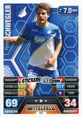 Sticker Pirmin Schwegler - German Fussball Bundesliga 2014-2015. Match Attax n. 157 - Topps