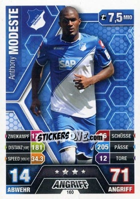 Sticker Anthony Modeste - German Fussball Bundesliga 2014-2015. Match Attax n. 160 - Topps