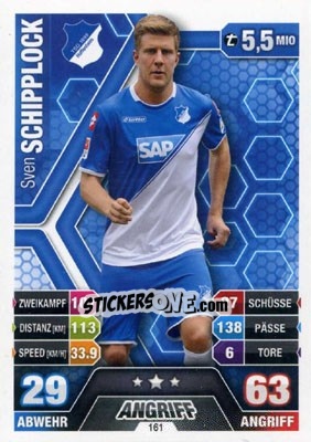 Sticker Sven Schipplock - German Fussball Bundesliga 2014-2015. Match Attax n. 161 - Topps