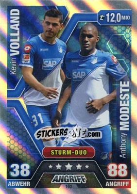 Sticker Kevin Volland / Anthony Modeste - German Fussball Bundesliga 2014-2015. Match Attax n. 162 - Topps