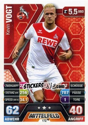 Sticker Kevin Vogt - German Fussball Bundesliga 2014-2015. Match Attax - Topps