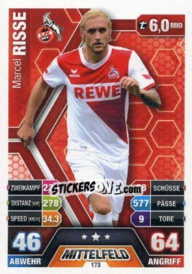 Sticker Marcel Risse - German Fussball Bundesliga 2014-2015. Match Attax - Topps