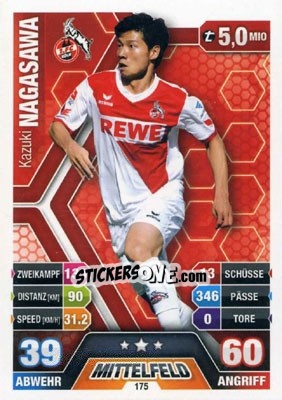 Sticker Kazuki Nagasawa - German Fussball Bundesliga 2014-2015. Match Attax n. 175 - Topps