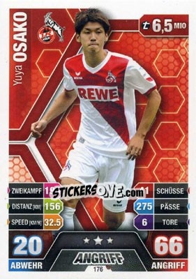 Sticker Yuya Osako - German Fussball Bundesliga 2014-2015. Match Attax n. 176 - Topps