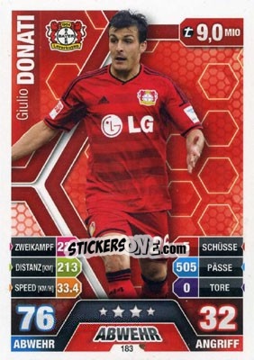 Sticker Giulio Donati - German Fussball Bundesliga 2014-2015. Match Attax - Topps