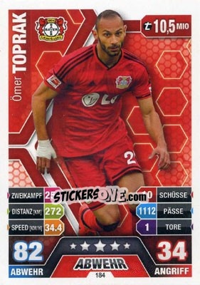 Sticker Ömer Toprak - German Fussball Bundesliga 2014-2015. Match Attax - Topps