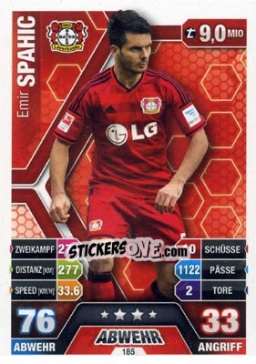 Sticker Emir Spahic - German Fussball Bundesliga 2014-2015. Match Attax - Topps