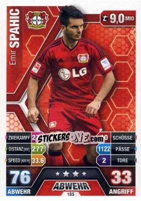 Cromo Emir Spahic - German Fussball Bundesliga 2014-2015. Match Attax - Topps