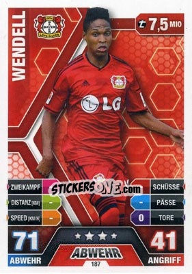 Sticker Wendell - German Fussball Bundesliga 2014-2015. Match Attax - Topps