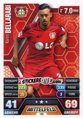 Sticker Karim Bellarabi - German Fussball Bundesliga 2014-2015. Match Attax - Topps