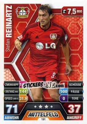 Sticker Stefan Reinartz - German Fussball Bundesliga 2014-2015. Match Attax - Topps