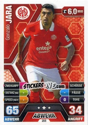 Sticker Gonzalo Jara - German Fussball Bundesliga 2014-2015. Match Attax - Topps