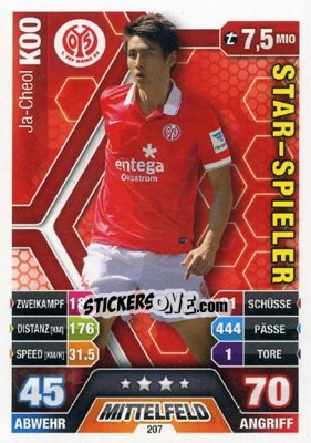 Sticker Ja-Cheol Koo - German Fussball Bundesliga 2014-2015. Match Attax n. 207 - Topps