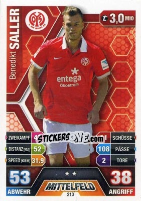 Sticker Benedikt Saller - German Fussball Bundesliga 2014-2015. Match Attax - Topps