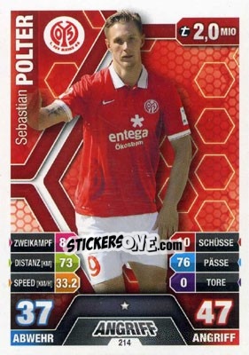 Figurina Sebastian Polter - German Fussball Bundesliga 2014-2015. Match Attax - Topps