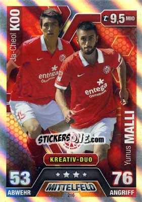 Sticker Ja-Cheol Koo / Yunus Malli - German Fussball Bundesliga 2014-2015. Match Attax - Topps