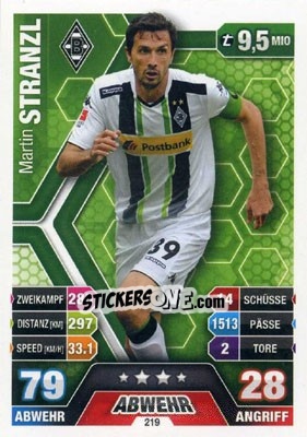 Sticker Martin Stranzl - German Fussball Bundesliga 2014-2015. Match Attax - Topps