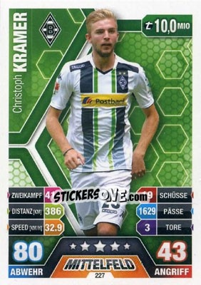 Sticker Christoph Kramer - German Fussball Bundesliga 2014-2015. Match Attax - Topps