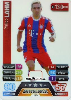 Sticker Philipp Lahm - German Fussball Bundesliga 2014-2015. Match Attax n. 243a - Topps