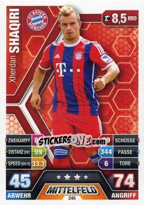 Sticker Xherdan Shaqiri - German Fussball Bundesliga 2014-2015. Match Attax n. 246 - Topps
