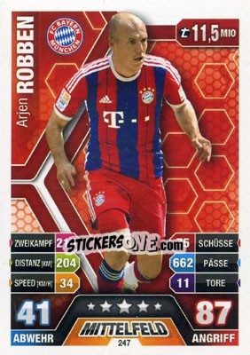 Sticker Arjen Robben - German Fussball Bundesliga 2014-2015. Match Attax n. 247 - Topps