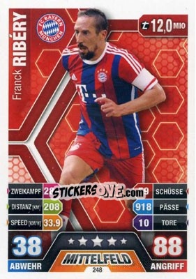 Sticker Franck Ribéry - German Fussball Bundesliga 2014-2015. Match Attax n. 248 - Topps