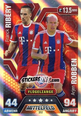 Sticker Franck Ribéry / Arjen Robben - German Fussball Bundesliga 2014-2015. Match Attax n. 252 - Topps