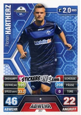 Cromo Florian Hartherz - German Fussball Bundesliga 2014-2015. Match Attax - Topps