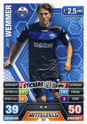 Sticker Jens Wemmer - German Fussball Bundesliga 2014-2015. Match Attax - Topps